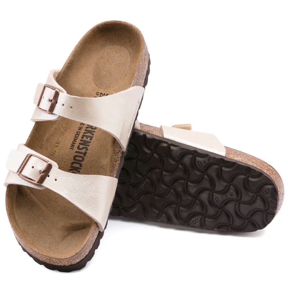 NWT✨Birkenstock Arizona Cream Neutral Rose Gold Buckle Sandals 40 - Picture 2 of 9